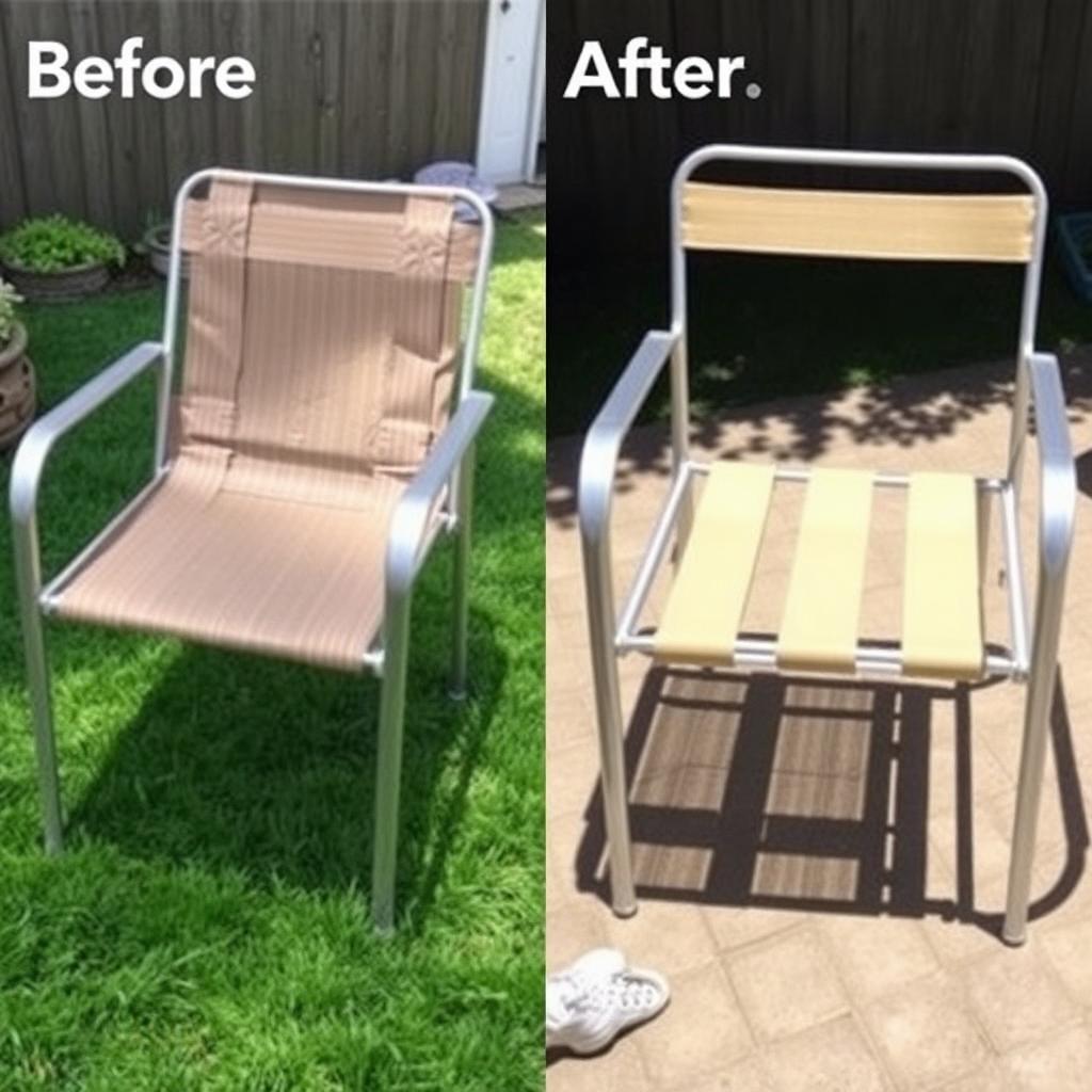 Outdoor furniture re-strapping — before and after in Burbank, CA